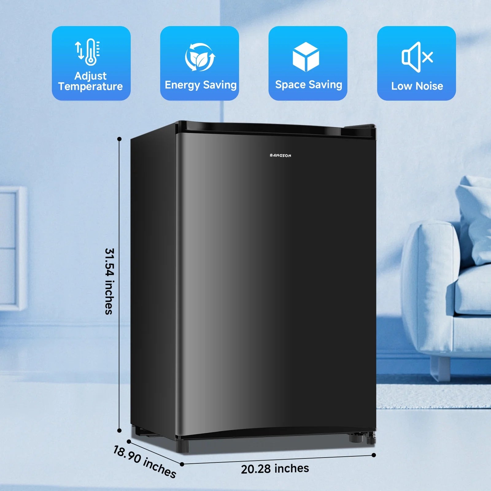 BANGSON 3.0 Cu.ft Compact Upright Freezer, Energy-Saving Mini Freezer with Adjustable Thermostat,Black