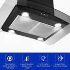 "Joeaonz 30"" Island Mount Range Hood, Stainless Steel, LED Bulbs, Easy-Clean Filters, 120V"