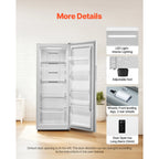 KFFKFF Convertible Upright Freezer/Refrigerator, 14 Cu.Ft Frost-Free Unit with Temperature Control, Door Alarm, Adjustable Shelves, and LED Lighting for Kitchen, Office, or Garage Use