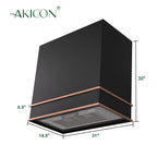 Akicon Range Hood 30 Inch, 600 CFM Ducted Vent Hood, Stainless Steel Box Kitchen Hood with 2 LED Lights, Removable Baffle Filters, Stove Hood Vent for Kitchen, 3 Speeds, Wall Mounted (AK-HS30HB-JBC)