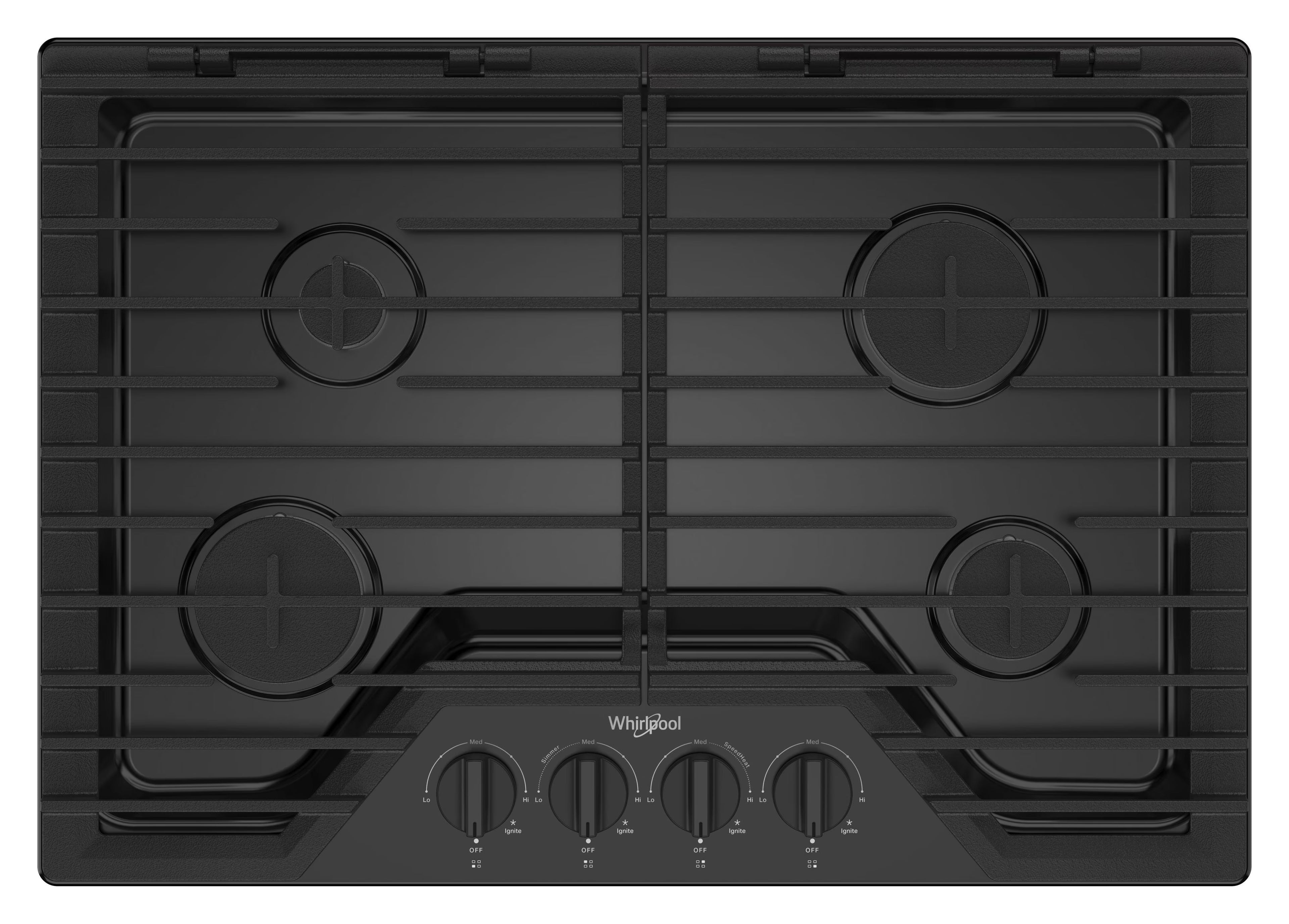 Whirlpool 30 Inch Gas Cooktop, 4 Burner in black WCGK5030PB