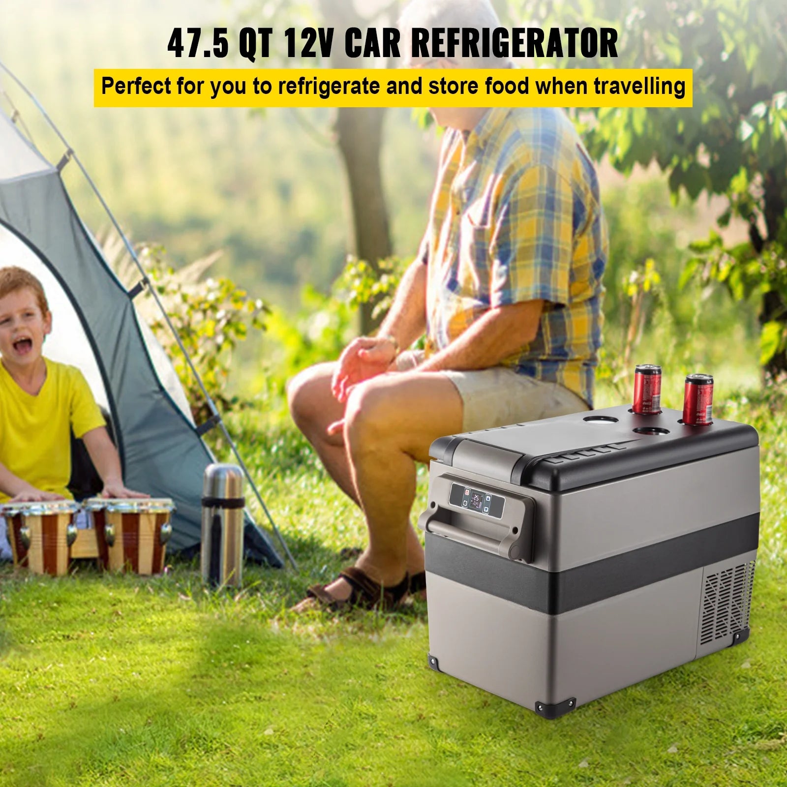 BENTISM 22L Portable Car Refrigerator, 23 Quart RV Fridge, 12/24V DC & 110-240V AC Vehicle Car Truck Boat Mini Electric Cooler for Driving Travel Fishing Outdoor and Home Use