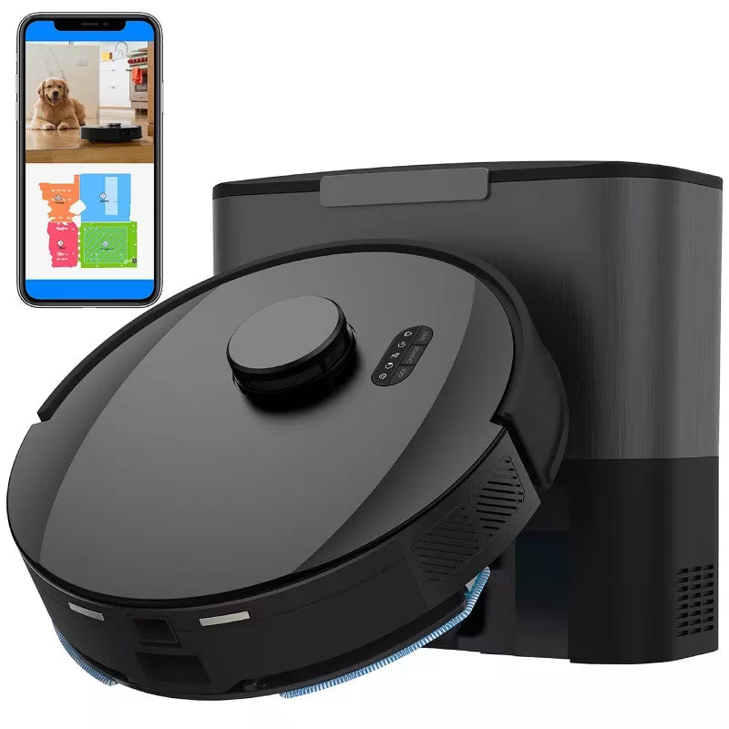 bObsweep PET24-7-913 UltraVision Self-Empty Robot Vacuum & Mop, Carbon Steel