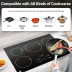 Sunmaki 30-Inch Electric Cooktop, 5-Burner Built-in Ceramic Glass Stove Top with Touch Control, 10600W