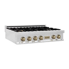 48" ZLINE Autograph Edition DuraSnow Stainless Steel Range Hood with White Matte Shell and Champagne Bronze Handle