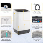 BAYUELSWU Portable Washing Machine 17.6lbs Full-Automatic Washing Machine, Apartment Washing Machine 10 programs 8 Water Level Selections with Led Display for Apartment, Home, Dorm, RV