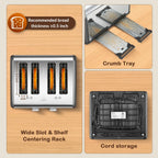 Mecity 4-Slice Touchscreen Toaster, Stainless Steel, 6 Browning Settings, Reheat, Cancel, Defrost, Removable Tray