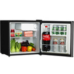 Honeywell Compact Refrigerator 1.6 Cu Ft Mini Fridge with Freezer, Single Door, Low noise, for Bedroom, Office, Dorm with Adjustable Temperature Settings, Stainless Steel