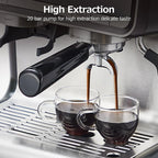 2024 New Espresso Machine with Grinder 20 Bar Pump, 2.8L Removable Water Tank Semi Automatic Coffee Maker with Grinder, Milk frother, Ideal for Small Families and Offices