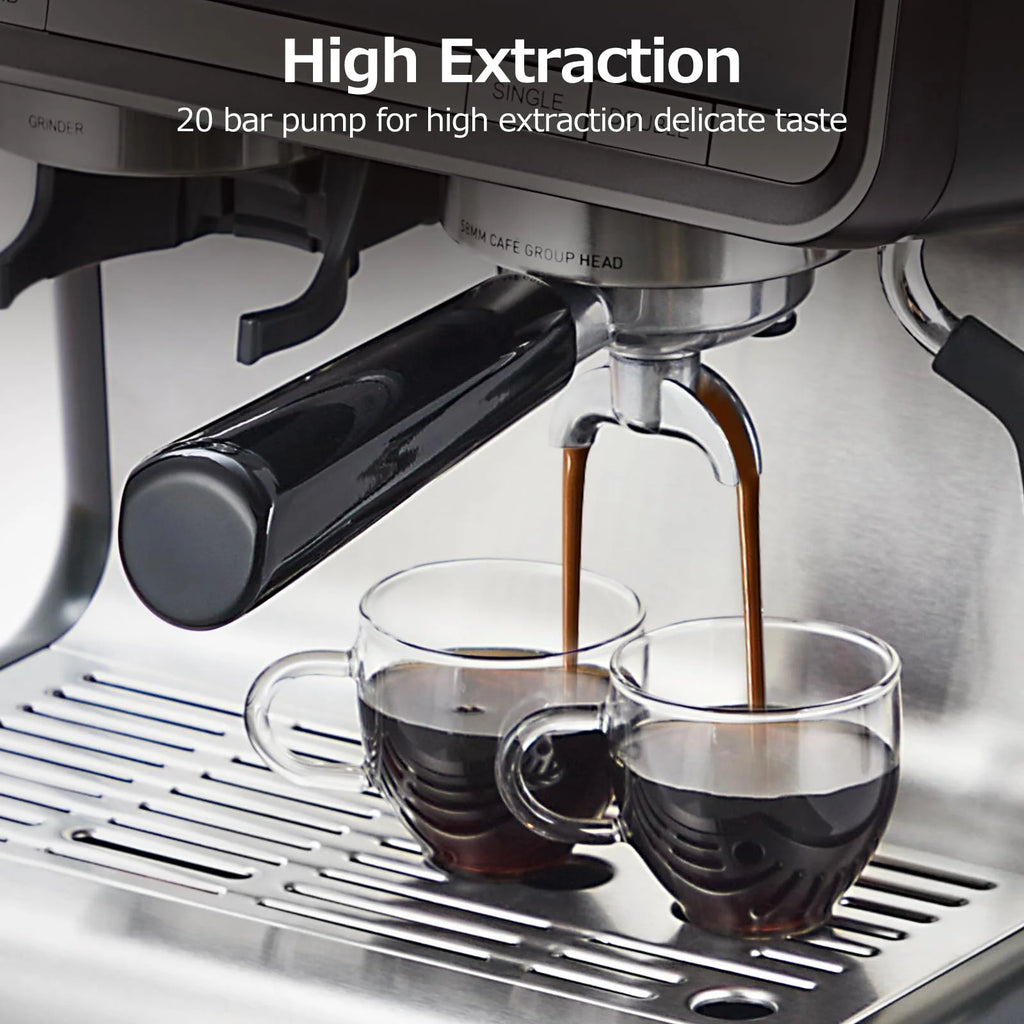 Espresso Coffee Machine with Grinder, 20 Bar Semi-Automatic Espresso Maker with Milk Frother Steamer Wand for Cappuccino, Latte, Macchiato, 2.8 L Water Tank, PID Temperature Control