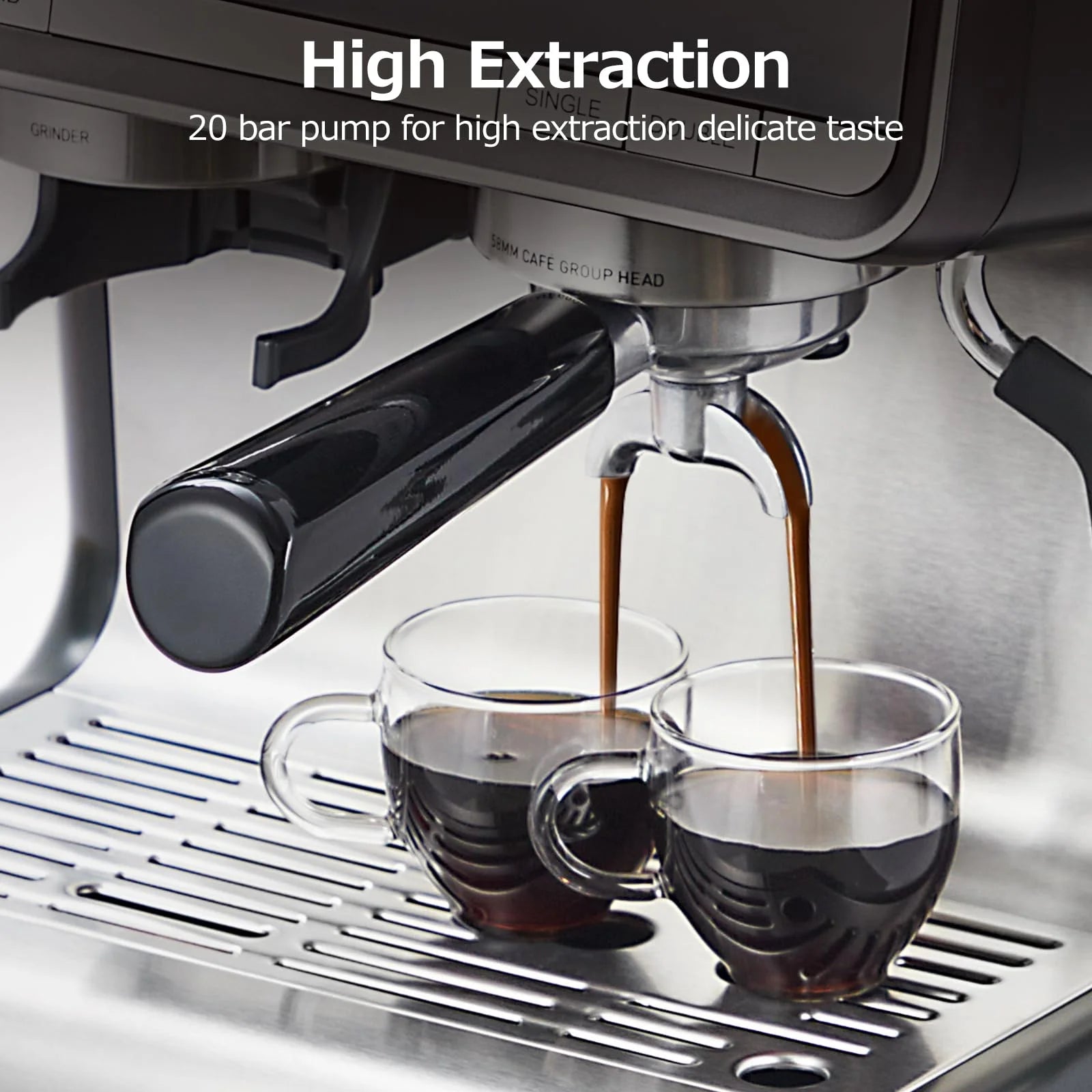 Espresso Coffee Machine with Grinder, 20 Bar Semi-Automatic Espresso Maker with Milk Frother Steamer Wand for Cappuccino, Latte, Macchiato, 2.8 L Water Tank, PID Temperature Control