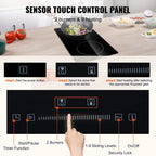 KFFKFF Electric Cooktop, 20" x 11.6" Integrated Electric Cooking Surface, 2 Burner Built-in Electric Stove with Touch Controls, Timer & Safety Lock for Any Cookware 240V 1800W