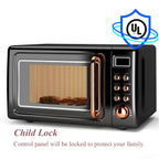 Costway 0.7Cu.ft Retro Countertop Microwave Oven 700W LED Display Glass Turntable Rose Gold