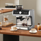 Kojooin Coffee Machines With Grinder,Espresso Machine,Semi-Automatic Espresso Maker With Milk Frother Steamer Wand,Silver