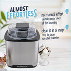 Nostalgia 2-Quart Electric Ice Cream Maker �C Make Homemade Ice Cream, Gelato, Sorbet & Frozen Yogurt �C No Salt/Ice Needed, Digital Controls, Mix-In Chute & Freezing Gel Canister �C Stainless Steel