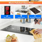 2 Burner Electric Cooktop, 12 Inch Electric Stove Top, Built-in Electric Cooktop with Sensor Touch Control, Timer & Child Lock Included,Keep Warm,9 Power Levels, 3000W, 220V-240V Hard Wired (No Plug)