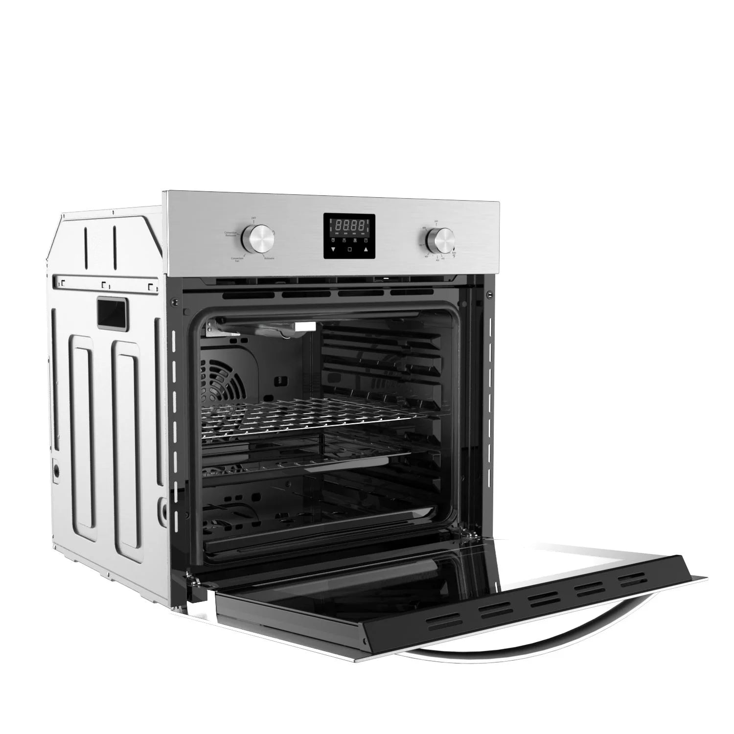 Empava 24-inch 2.3 cu. Ft. Single Propane Gas Wall Oven - Bake Broil Rotisserie Functions with Mechanical Controls - Built-in Timer - Convection Fan in Stainless Steel