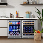 Yeego 30" Wine and Beverage Refrigerator,Two 15" Wine and Beverage Cooler Under Counter or Freestanding, Hold 33 Bottles and 80 Cans(Two Pack)