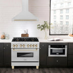 ZLINE 36 ZLINE Autograph Edition DuraSnow Stainless Steel Range Hood with DuraSnow and Gold Handle (KB4SNZ-36-G)