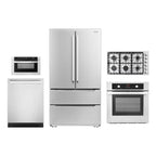 5 Piece Kitchen Package With 36" Gas Cooktop 24" Built-in Fully Integrated Dishwasher 24" Single Electric Wall Oven 24" Built-In Microwave Drawer & French Door Refrigerator