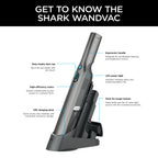 Shark Cordless Handheld Vacuum , Wandvac, for Pet Hair, Carpet & Car, Powerful suction, high speed brushless motor, ultralight weight, with easy emptying and charging dock, WV200, Graphite