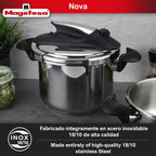 Magefesa Nova 4.2 Qt Stovetop Pressure Cooker �?Fast Cooking, Easy Locking, 18/10 Stainless Steel, Induction Compatible, 5 Safety Features, 11.6 PSI