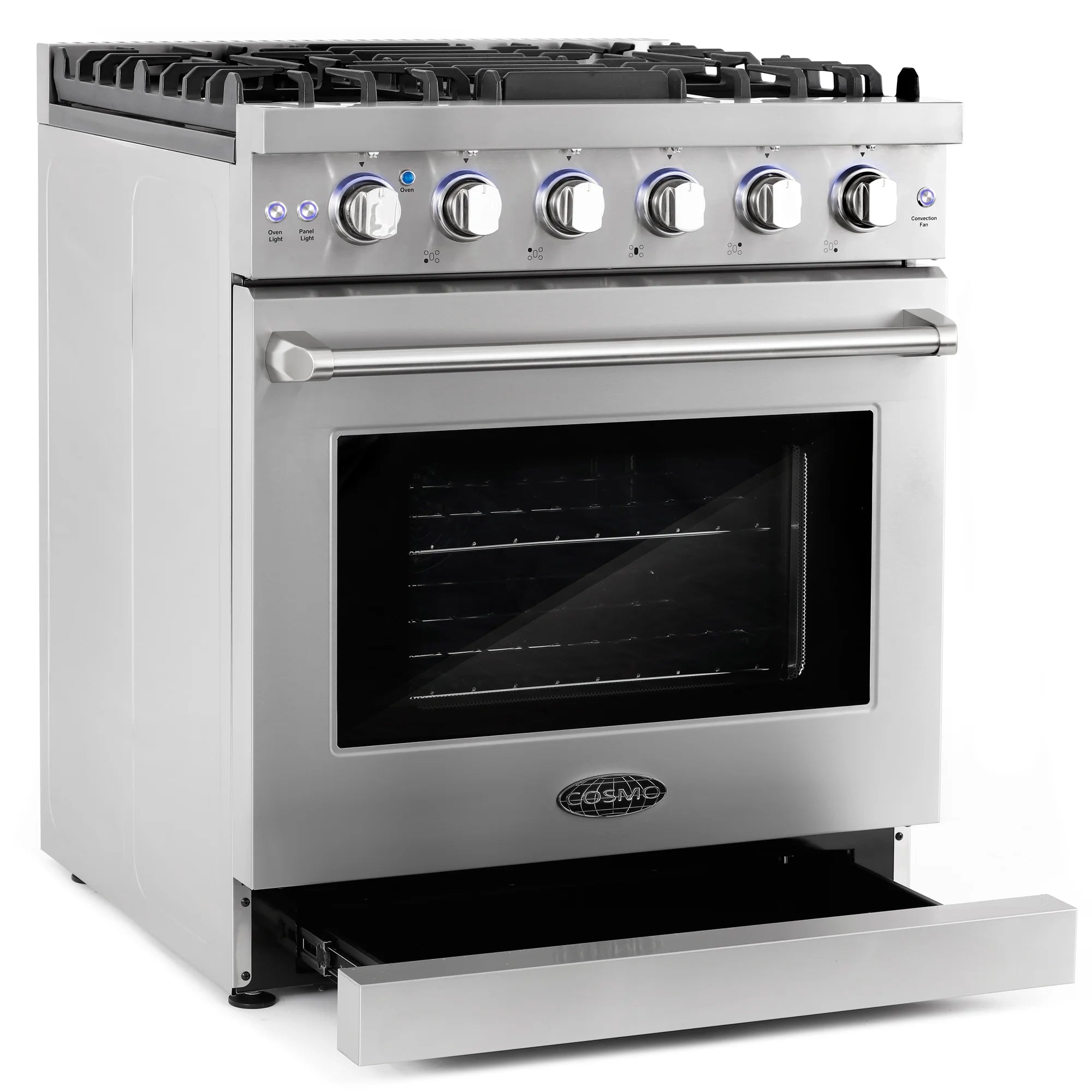 Cosmo 2 Piece Kitchen Appliance Packages with 30" Free Standing Gas Range Kitchen Stove & French Door Refrigerator Kitchen Appliance Bundles