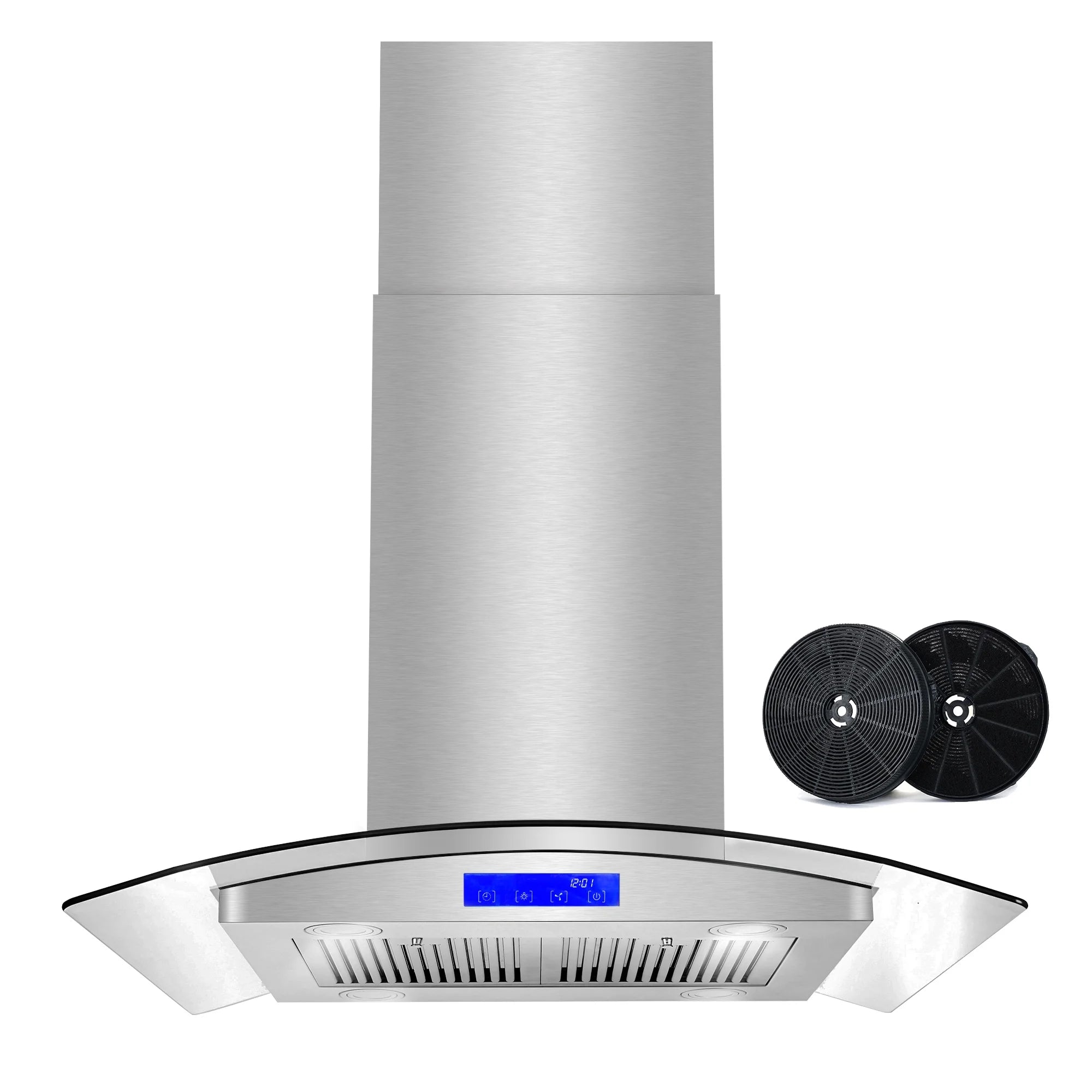 Cosmo 30 in. Ducted Island Range Hood in Stainless Steel with LED Lighting and Permanent Filters