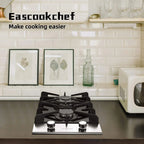 Gas Cooktop 12 inch Eascookchef Bulit-in Gas Stove Top 2 Burners NG/LPG Convertible Dual Burners