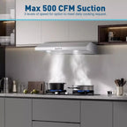 SNDOAS 30inch Under Cabinet Range Hood 500CFM 3-Speed Vent Stainless with Led Bulb