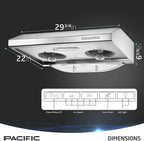 Pacific Kitchen Vent Hood AC3000BS �C 30 Inch Under Cabinet Range Hood �C Filterless Modern Stainless Steel Hood Vent with 900 CFM Suction, Dual Fans, LED Touch Controls and Auto-Clean Function