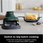 Ninja Crispi 5-in-1 Portable Glass Air Fryer Cooking System FN103BF, British Racing Green with Soft Gold Trim, 1500W, New
