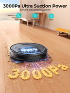 AIRZEEN Robot Aspirador 3000Pa, Robot Aspirador Inteligente con Alexa, para Alfombras, Suelos Duros y Hogar, Negro