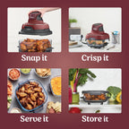 Ninja Crispi 3-in-1 Portable Glass Air Fryer Cooking System, 1500W, 4-Qt & 5-Cup TempWare Glass Containers with Storage Lids, Microwave, Freezer & Dishwasher Safe, White, FN100WH