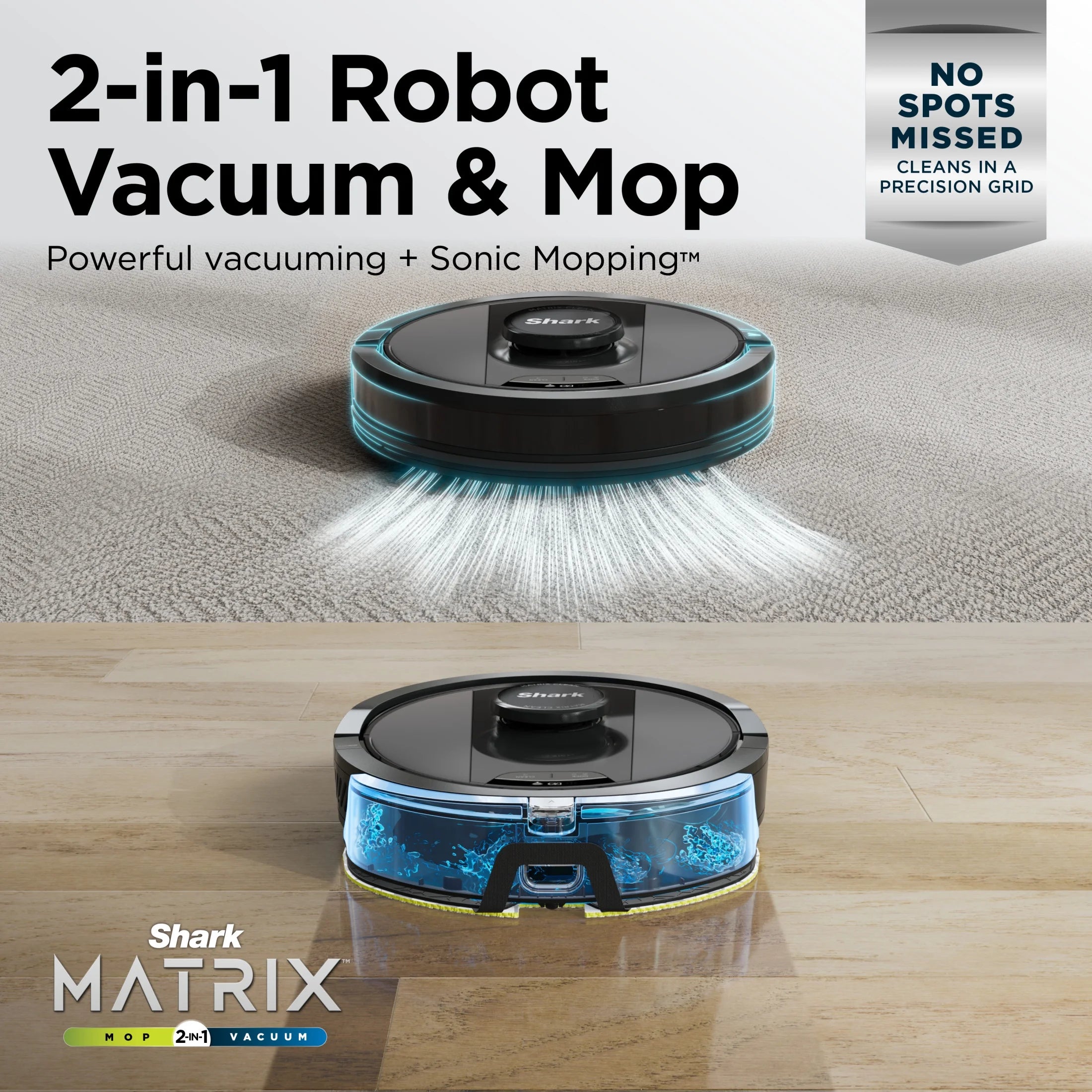 Shark Matrix Robot Vacuum & Mop, Auto Empty, Carpets and Hard Floors, 30-Day Capacity Base, Precision Home Mapping, Pet-Friendly, Wi-Fi, RV2400WS