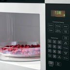 GE JVM3160RFSS 1.6 Cu. Ft. Over-the-Range Microwave Oven Stainless Steel Bundle with Deco Chef Pair of Red Heat Resistant Oven Mitt and 3 YR CPS Enhanced Protection Pack