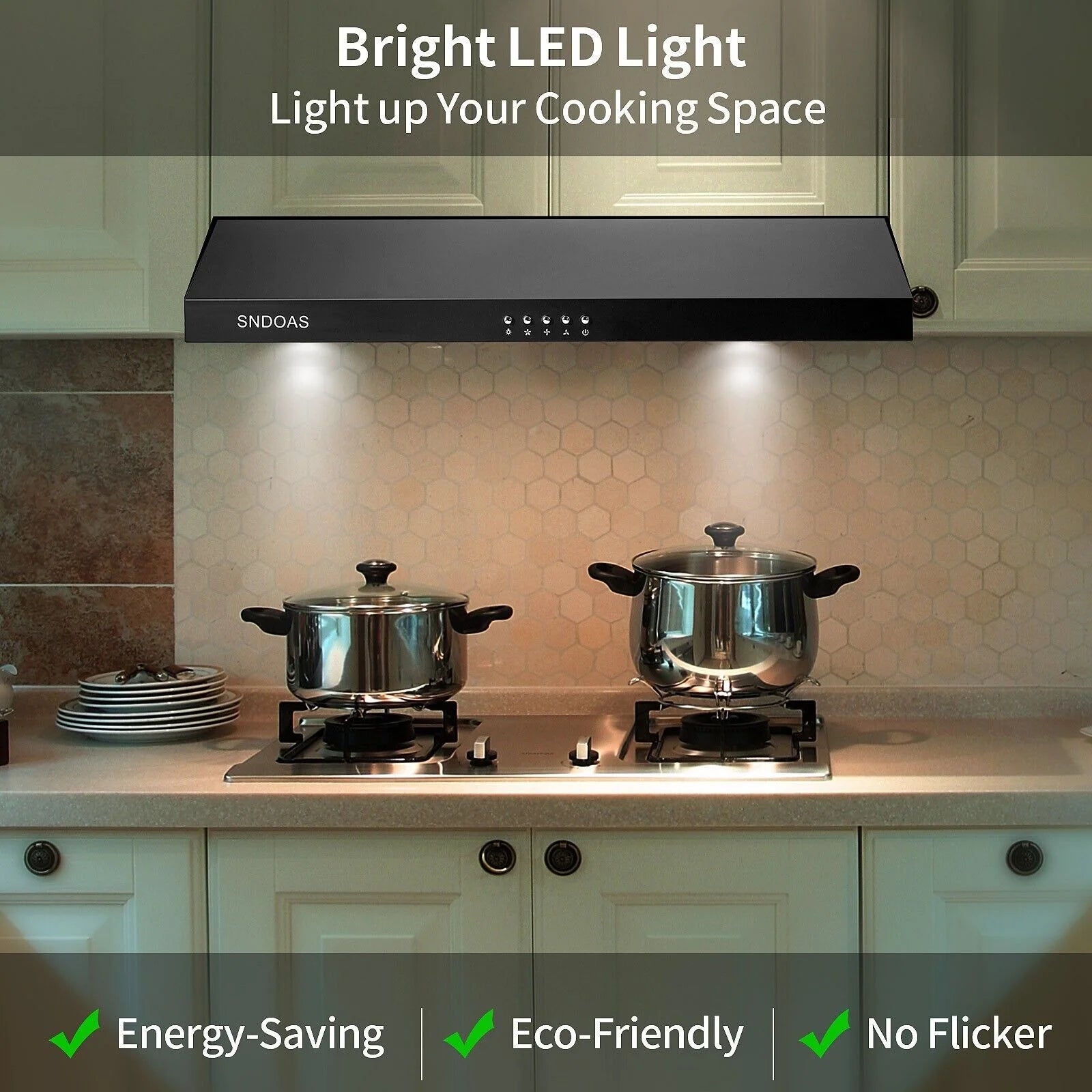 SNDOAS New 30 inch Kitchen Stainless Range Hood 3-Speed Under Cabinet Exhaust Vent with Filter 120V