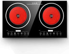 FETCOI, Portable Double Induction Cooktop Portable Electric  Cooker Cooktop Countertop Digital Electric Countertop
