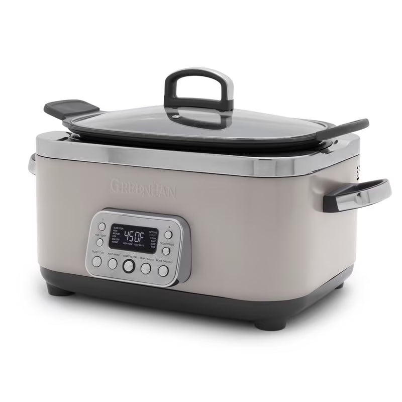 GreenPan 6-Quart, 14-in-1 Slow Cooker, Family Size, Ceramic Nonstick, Dishwasher Safe Parts, Black
