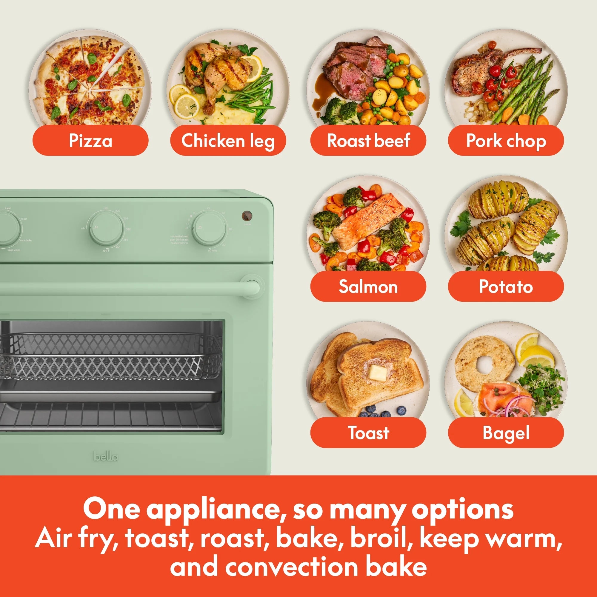bella 6-Slice Toaster Oven, Oatmilk