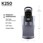 Keurig K250 Coffee Maker, Single Serve K-Cup Pod Coffee Brewer, With Strength Control, Plum Gray