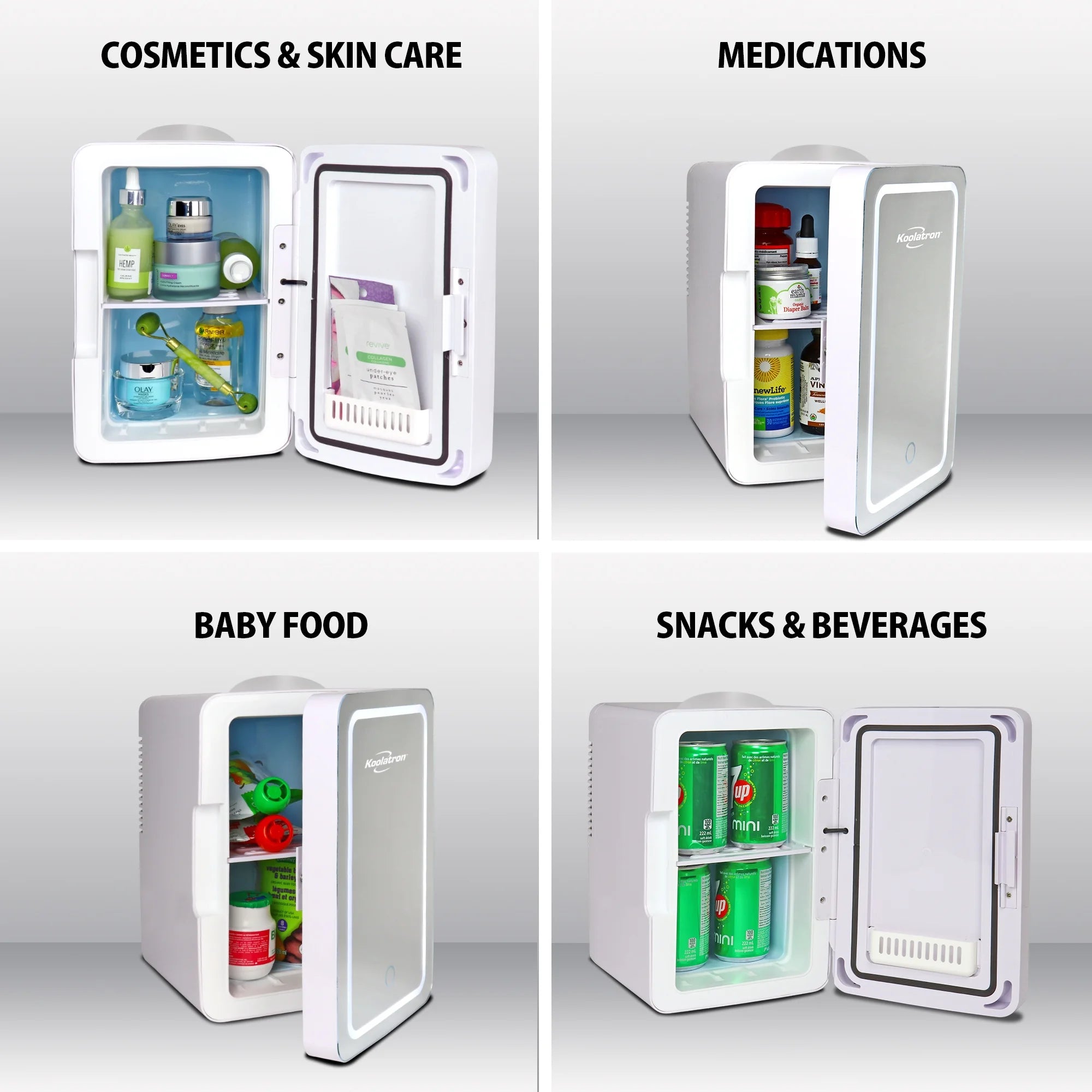 Koolatron Cosmetics Fridge w/ LED Lighted Makeup Mirror 12V 110V, 6L