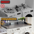 Modern Washer Dryer Countertop with 2-Tier Shelf,Laundry Room Countertop Organization Storage with 2.75" H Guard Edge Rails,Non-Slip Pad,Waterproof and Easy to Clean,54"W x 27.55"D,Natural Wood