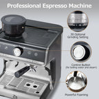 2024 New Espresso Machine with Grinder 20 Bar Pump, 2.8L Removable Water Tank Semi Automatic Coffee Maker with Grinder, Milk frother, Ideal for Small Families and Offices