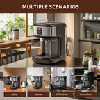 Auseo 20 Bar Espresso Machines, Espresso Coffee Maker with Milk Frother Steam Wand, Ground Coffee & Capsules, Black and Stainless Finish, Espresso/Cappuccino/Latte/Mocha for Home