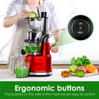 Kitchen in the Box Cold Press Juicer Machines With 3.26" Wide Feed Chute, Slow Masticating Juicer Machine for Whole Fruits and Vegetables, BPA-Free, High Juice Yield Juicer Maker (Silver)