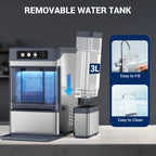 Ecojoy Stainless Steels Portable Countertop Nugget Ice Maker Machine, 44Lbs/24H with 0.8 Gallon Tank,Soft Chewable Pellet Ice Ready in 5-10min, Self-Cleaning