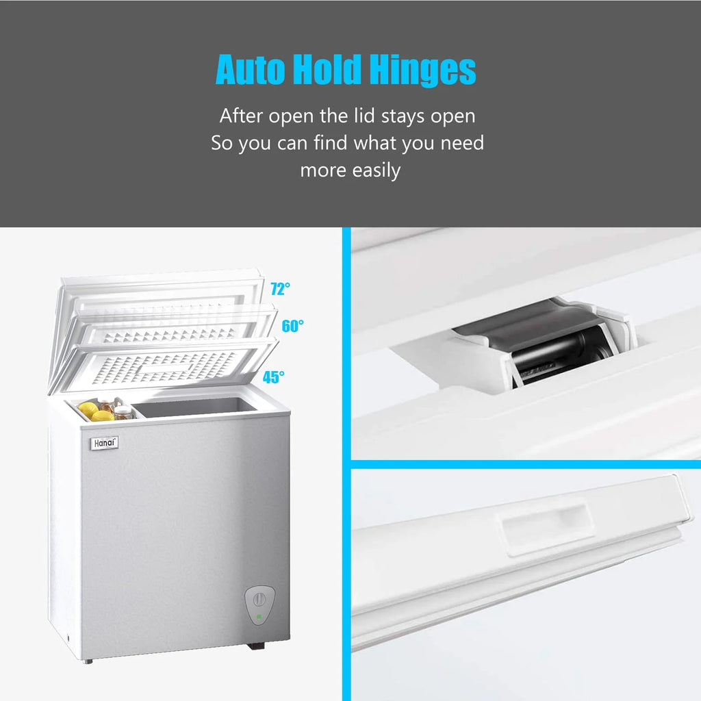 5.0 Cubic Chest Freezer - Compact Deep Freezer with Top Open Door and Removable Storage Basket, 7 Gears Temperature Control, Energy Saving, for Office Dorm or Apartment