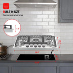 Gasland Chef  30" 5 Burners 30" Gas Cooktop, Stovetop, NG/LPG,Stainless Steel, Auto Ignition