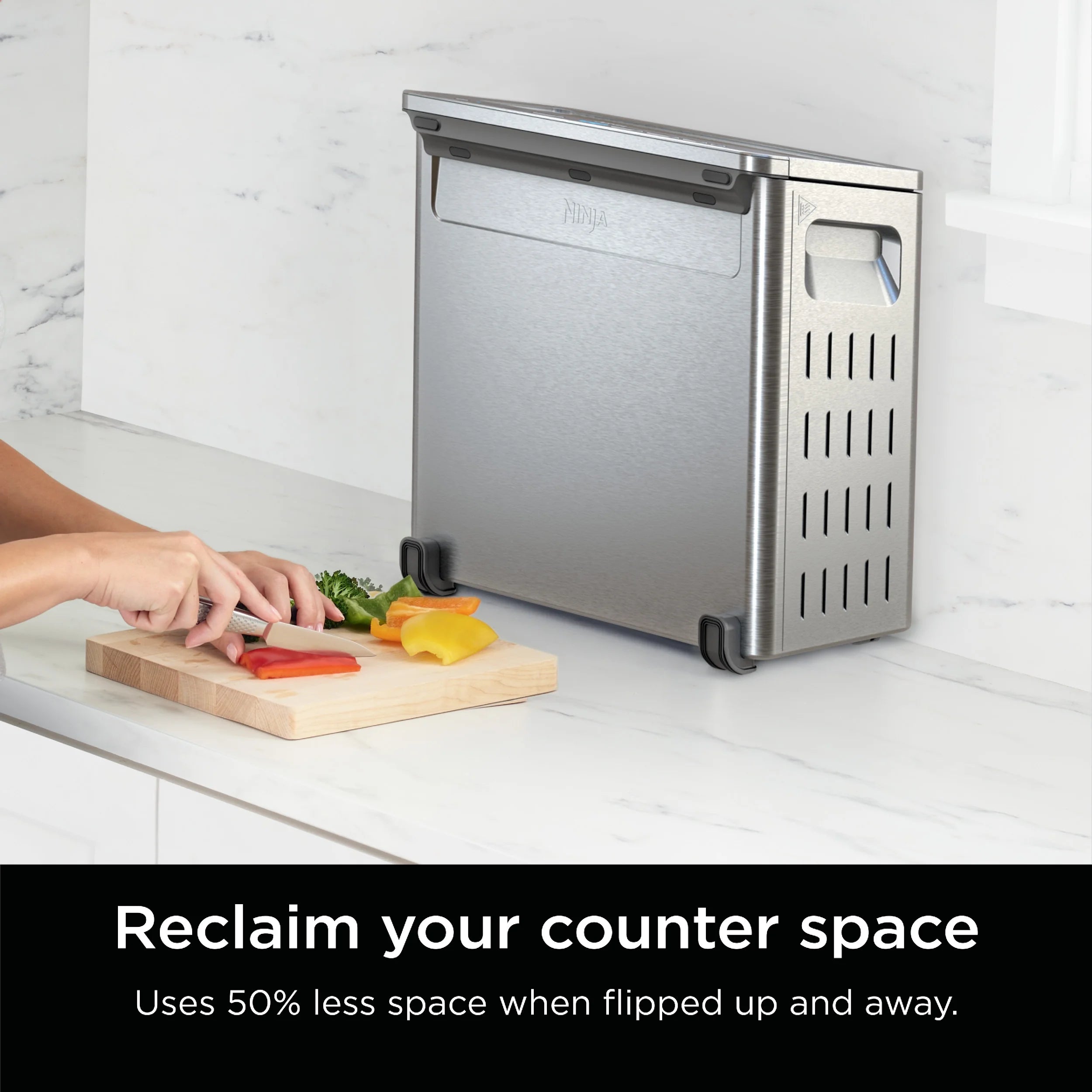 Ninja Flip Toaster Oven & Air Fryer, 8-in-1 Functionality, Flip Up & Away Capability for Storage Space, SP151